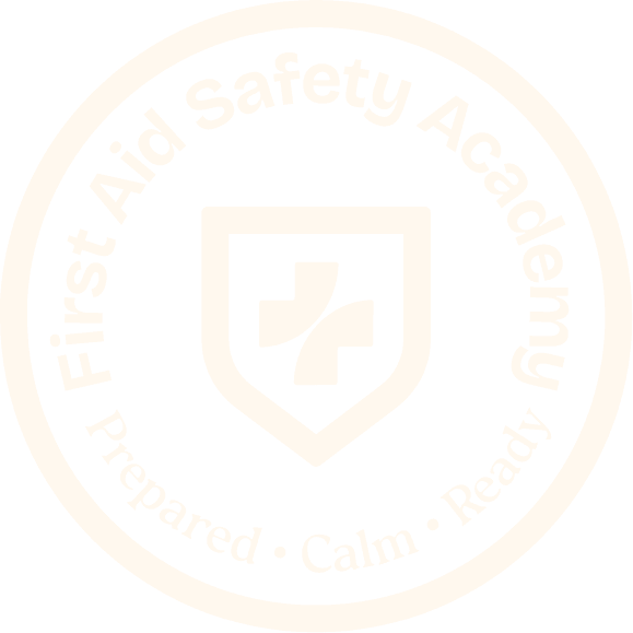 First Aid Safety Academy logo with shield and cross symbol.